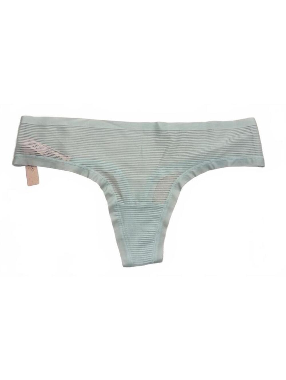 Victoria's Secret Light Blue Striped Sheer Thong Panty M NWT